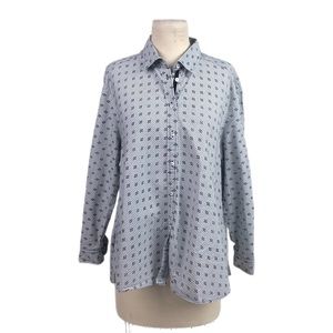 Marina Rinaldi Sport Cotton Button Down Shirt Trapeze Relaxed Fit Size 8